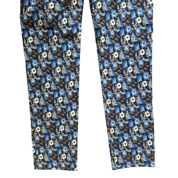 J. McLaughlin Masie Blue Cream & Brown Floral Print Pull On Trousers Size 6 - Picture 7 of 9